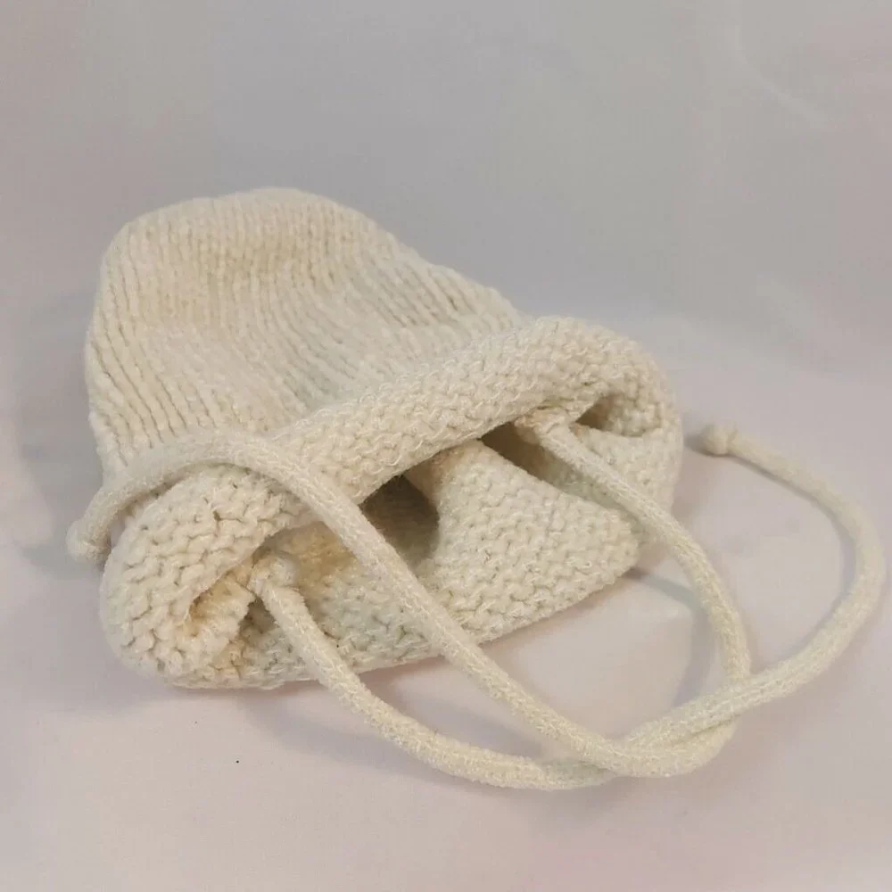 Vintage Honors baby Infant Cap, Hand Knitted White Cream Color or off white